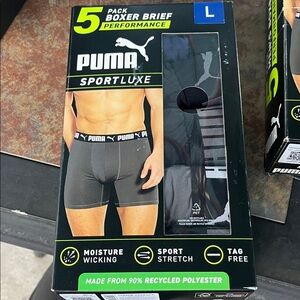 PUMA Sportluxe Black Boxer Briefs - 5 Pack NWT